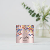 Professional Boutique Shop Roos Confetti Glitter Vierkante Visitekaartje (Staand voorkant)