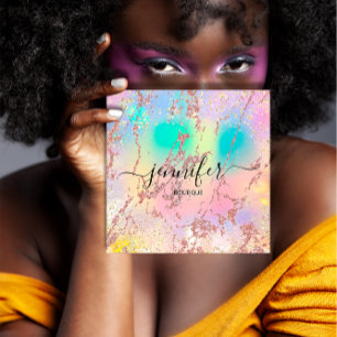 Professional Boutique Shop Roos Holograaf Blush Vierkante Visitekaartje