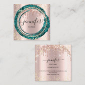Professional Boutique Winkel Glitter Roze Blauwgro Vierkante Visitekaartje (Voorkant / Achterkant)