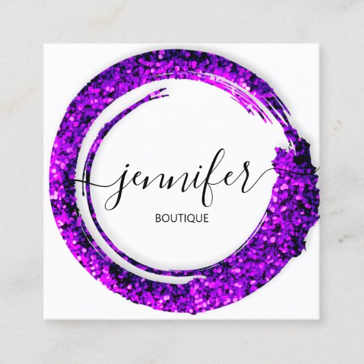Professional Boutique Winkel Glitter Violet Vierkante Visitekaartje (Voorkant)