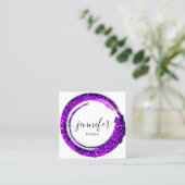 Professional Boutique Winkel Glitter Violet Vierkante Visitekaartje (Staand voorkant)
