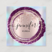 Professional Boutique Winkelblauw Roos Berry Drive Vierkante Visitekaartje (Voorkant)