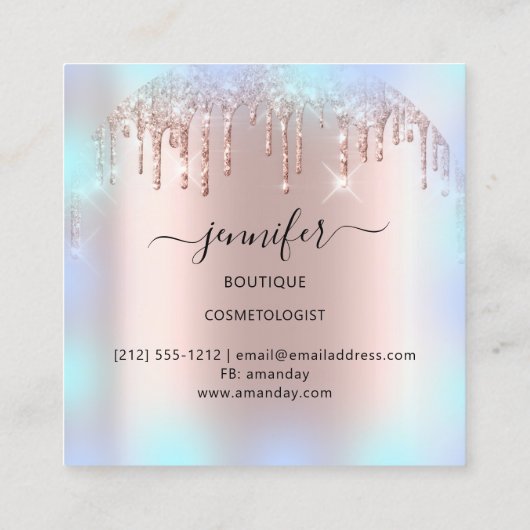 Professional Boutique Winkelblauw Roos Berry Drive Vierkante Visitekaartje (Achterkant)