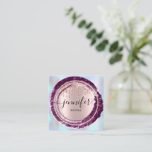 Professional Boutique Winkelblauw Roos Berry Drive Vierkante Visitekaartje (Staand voorkant)