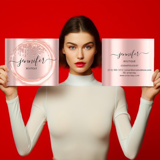 Professional Boutique Winkeldruppels roze roze roz Vierkante Visitekaartje