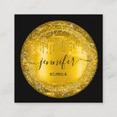 Professional Boutique Winkelen Glitter Drip Gold B Vierkante Visitekaartje (Voorkant)