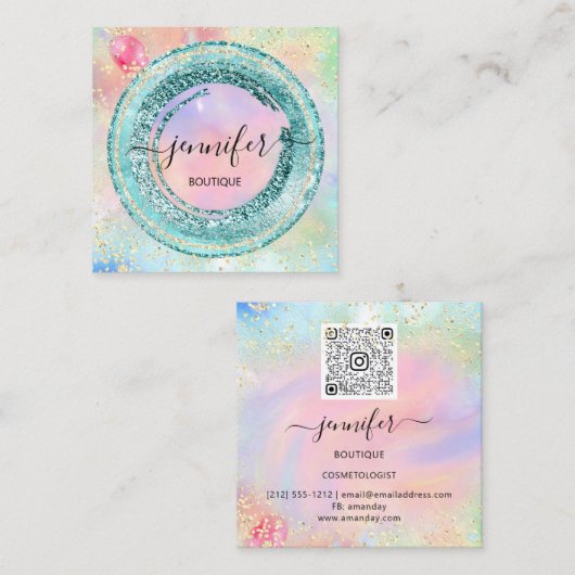 Professional Boutique Winkelholograaf QR Code Groe Vierkante Visitekaartje (Voorkant / Achterkant)