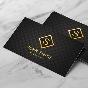 Professional Broker Modern Gold Monogram Lux Black Visitekaartje