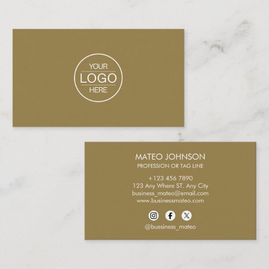 Professional Brown Add your Logo Visitekaartje (Voorkant / Achterkant)