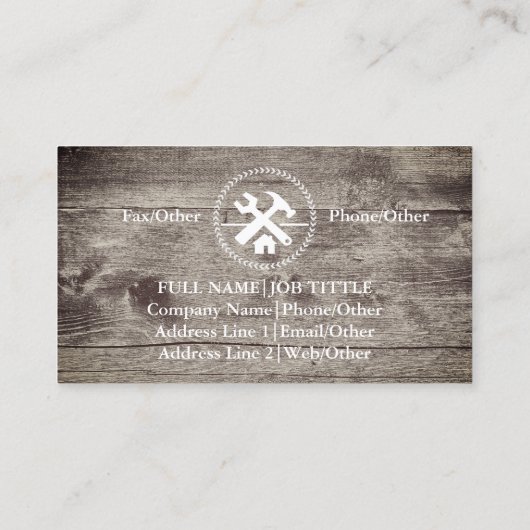 Professional Builder Carpenter Tools Woodworking B Visitekaartje (Achterkant)