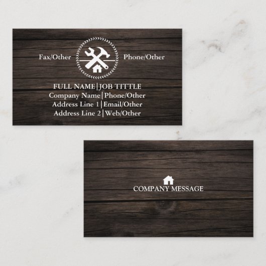 Professional Builder Carpenter Tools Woodworking B Visitekaartje (Voorkant / Achterkant)