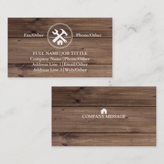 Professional Builder Carpenter Tools Woodworking B Visitekaartje (Voorkant / Achterkant)