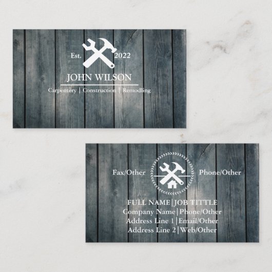 Professional Builder Carpenter Tools Woodworking B Visitekaartje (Voorkant / Achterkant)