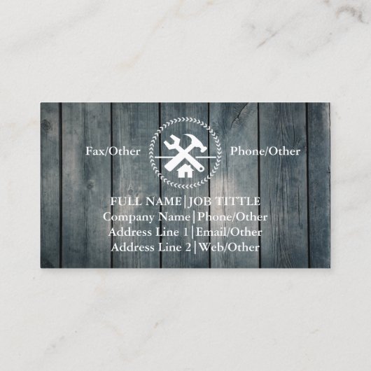 Professional Builder Carpenter Tools Woodworking B Visitekaartje (Achterkant)