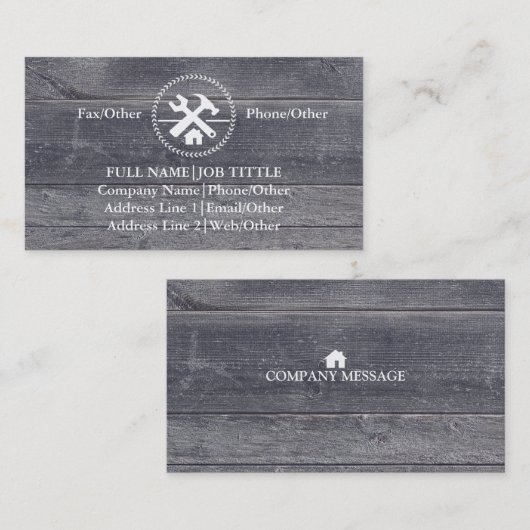 Professional Builder Carpenter Tools Woodworking B Visitekaartje (Voorkant / Achterkant)