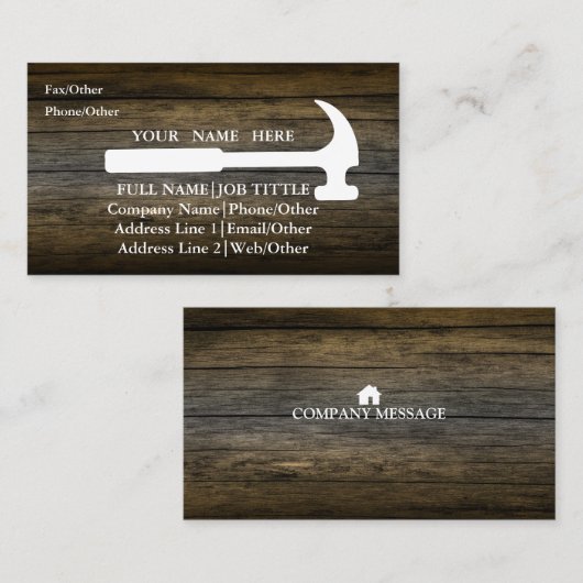 Professional Builder Carpenter Tools Woodworking Visitekaartje (Voorkant / Achterkant)
