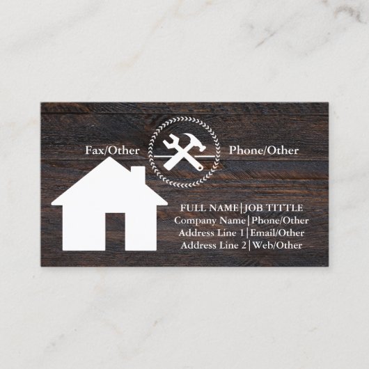 Professional Builder Carpenter Tools Woodworking Visitekaartje (Voorkant)