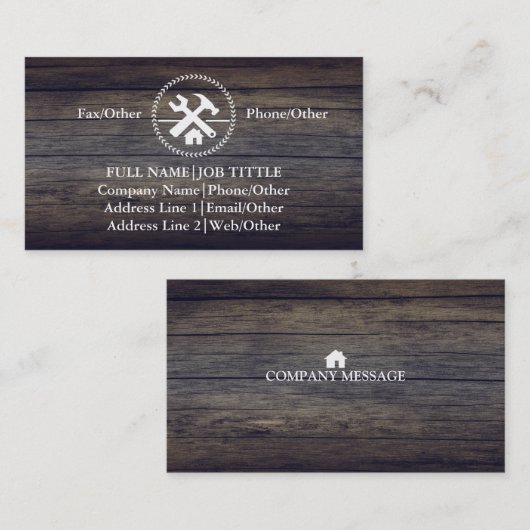 Professional Builder Carpenter Tools Woodworking Visitekaartje (Voorkant / Achterkant)