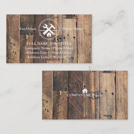 Professional Builder Carpenter Tools Woodworking Visitekaartje (Voorkant / Achterkant)