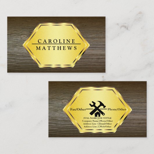 Professional Builder Carpenter Tools Woodworking Visitekaartje (Voorkant / Achterkant)