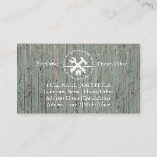 Professional Builder Carpenter Tools Woodworking Visitekaartje (Voorkant)
