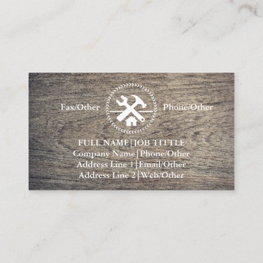 Professional Builder Carpenter Tools Woodworking Visitekaartje (Achterkant)