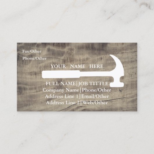 Professional Builder Carpenter Tools Woodworking Visitekaartje (Voorkant)