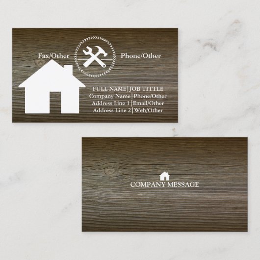 Professional Builder Carpenter Tools Woodworking Visitekaartje (Voorkant / Achterkant)