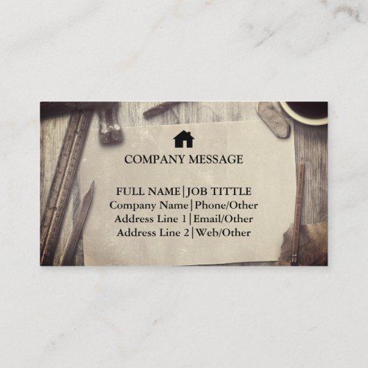 Professional Builder Carpenter Tools Woodworking Visitekaartje (Achterkant)