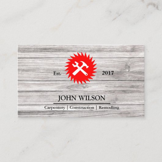 Professional Builder Carpenter Tools Woodworking Visitekaartje (Voorkant)
