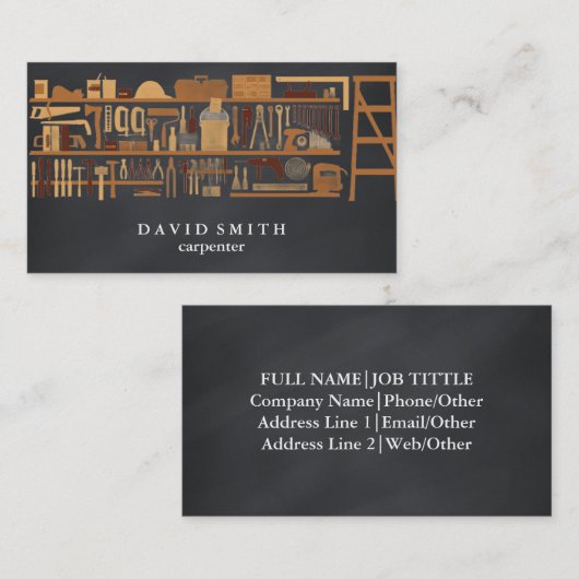 Professional Builder Carpenter Tools Woodworking Visitekaartje (Voorkant / Achterkant)