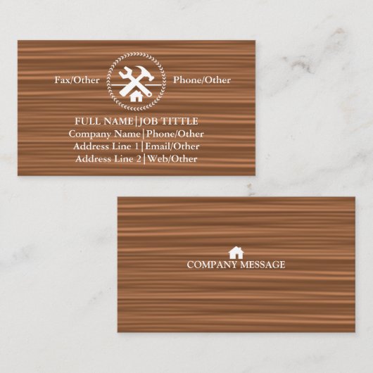 Professional Builder Carpenter Tools Woodworking Visitekaartje (Voorkant / Achterkant)