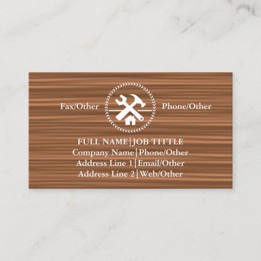 Professional Builder Carpenter Tools Woodworking Visitekaartje (Voorkant)