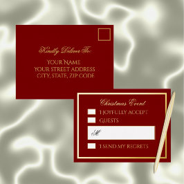 Professional Burgundy Foil Holiday Response Card Folie Feestdagen Briefkaart