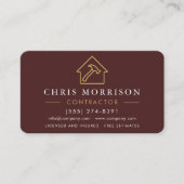 Professional Burgundy & Gold Contractor Visitekaartje (Voorkant)
