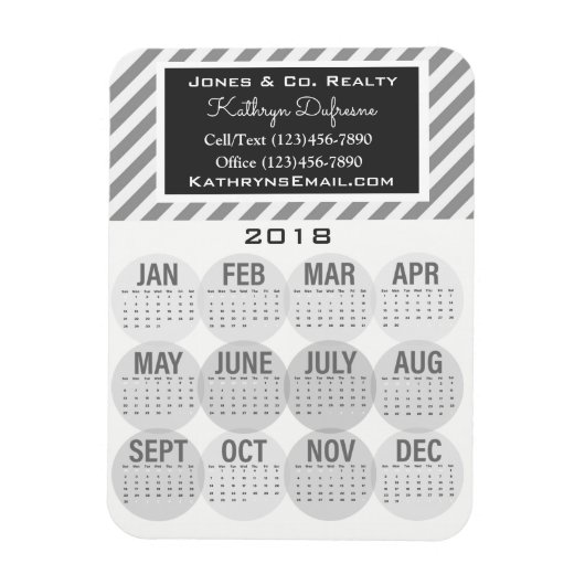 Professional Business 2018 Calendar Grey Magneet (Verticaal)