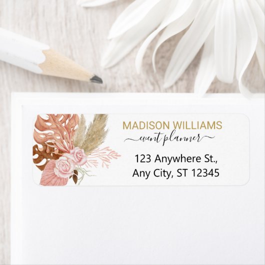Professional Business Boho Flowers Return-adres Etiket (Insitu)