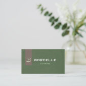 Professional Business Card in Elegant Olive Green  Visitekaartje (Staand voorkant)