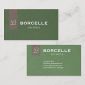 Professional Business Card in Elegant Olive Green  Visitekaartje (Voorkant / Achterkant)