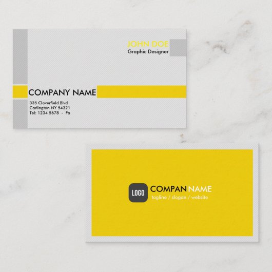 Professional business card in gray and yellow visitekaartje (Voorkant / Achterkant)
