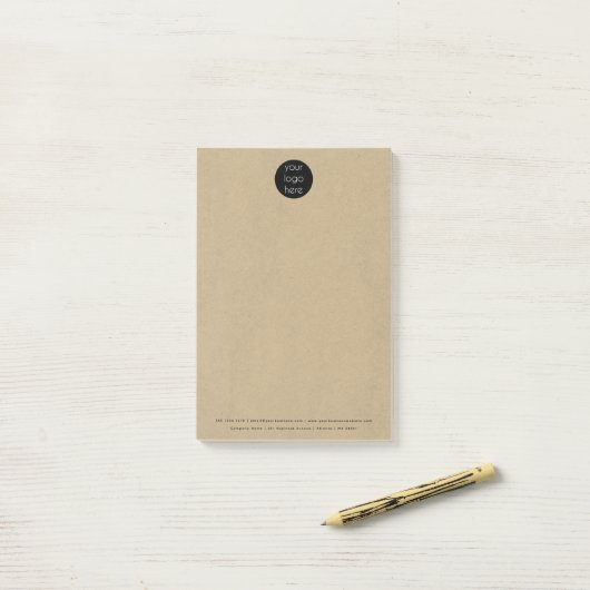 Professional Business Company Logo Rustic Kraft Post-it® Notes (Op bureau)