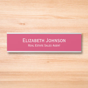 Professional Business Kantoor Naam Titel Dark Pink Deurbordje