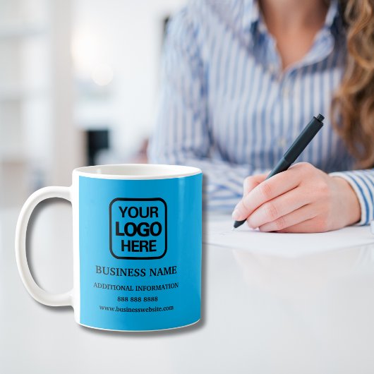 Professional Business Logo Light Blue Koffiemok