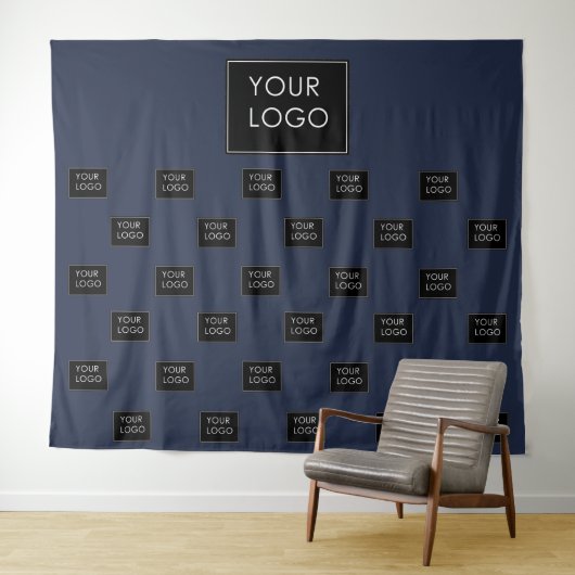 Professional Business Logo Navy Fair Backdrop Wandkleed (In Situ (horizontaal))