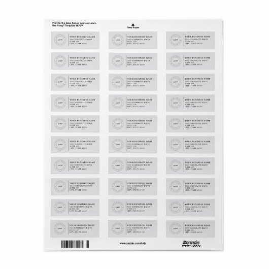  Professional Business Logo  Return Address Label (Full Sheet)