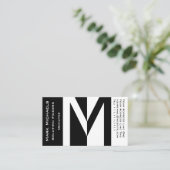 Professional Business M Monogram zwart-wit Visitekaartje (Staand voorkant)
