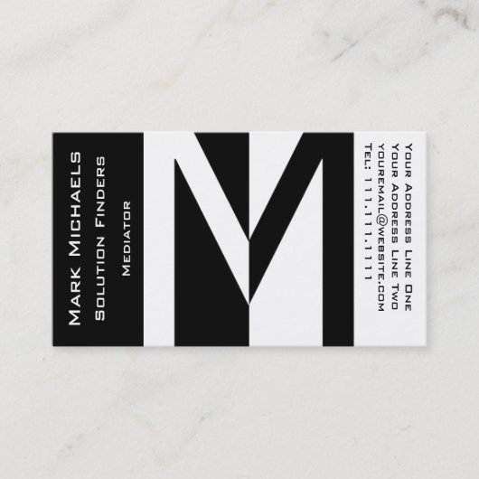 Professional Business M Monogram zwart-wit Visitekaartje (Voorkant)
