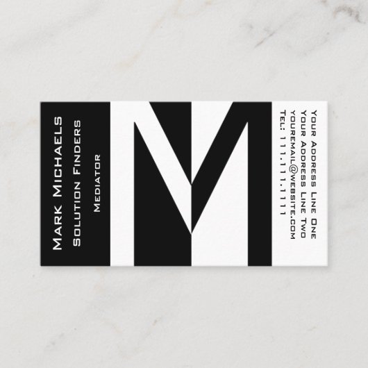 Professional Business M Monogram zwart-wit Visitekaartje (Voorkant)