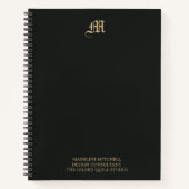 Professional Business Monogram Modern Black Gold Notitieboek (Voorkant)