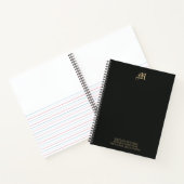 Professional Business Monogram Modern Black Gold Notitieboek (Binnen)